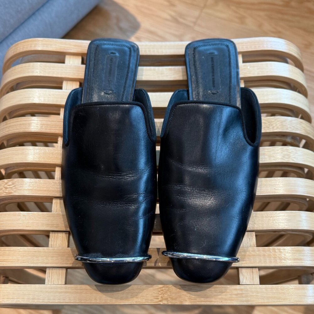 Alexander Wang Metal Bar Mules | EU 40 / US 10 | Black & Silver